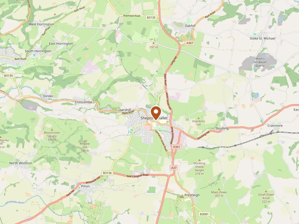 Map showing our coverage around Shepton Mallet & the surrounding area