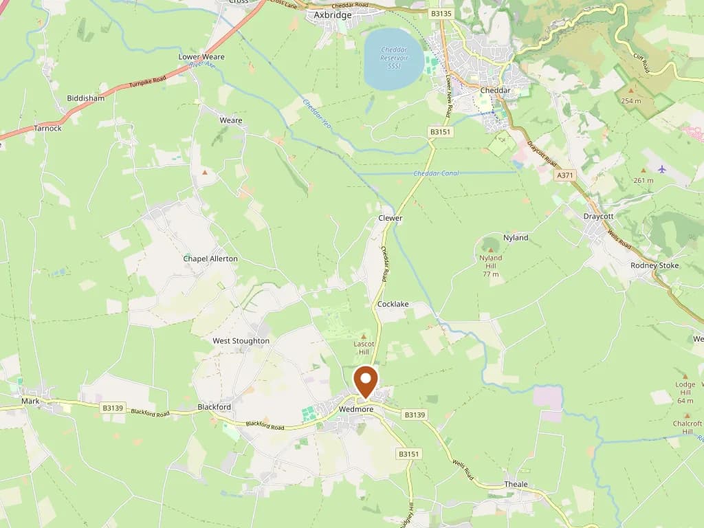 Map showing our coverage around Wedmore & the surrounding area